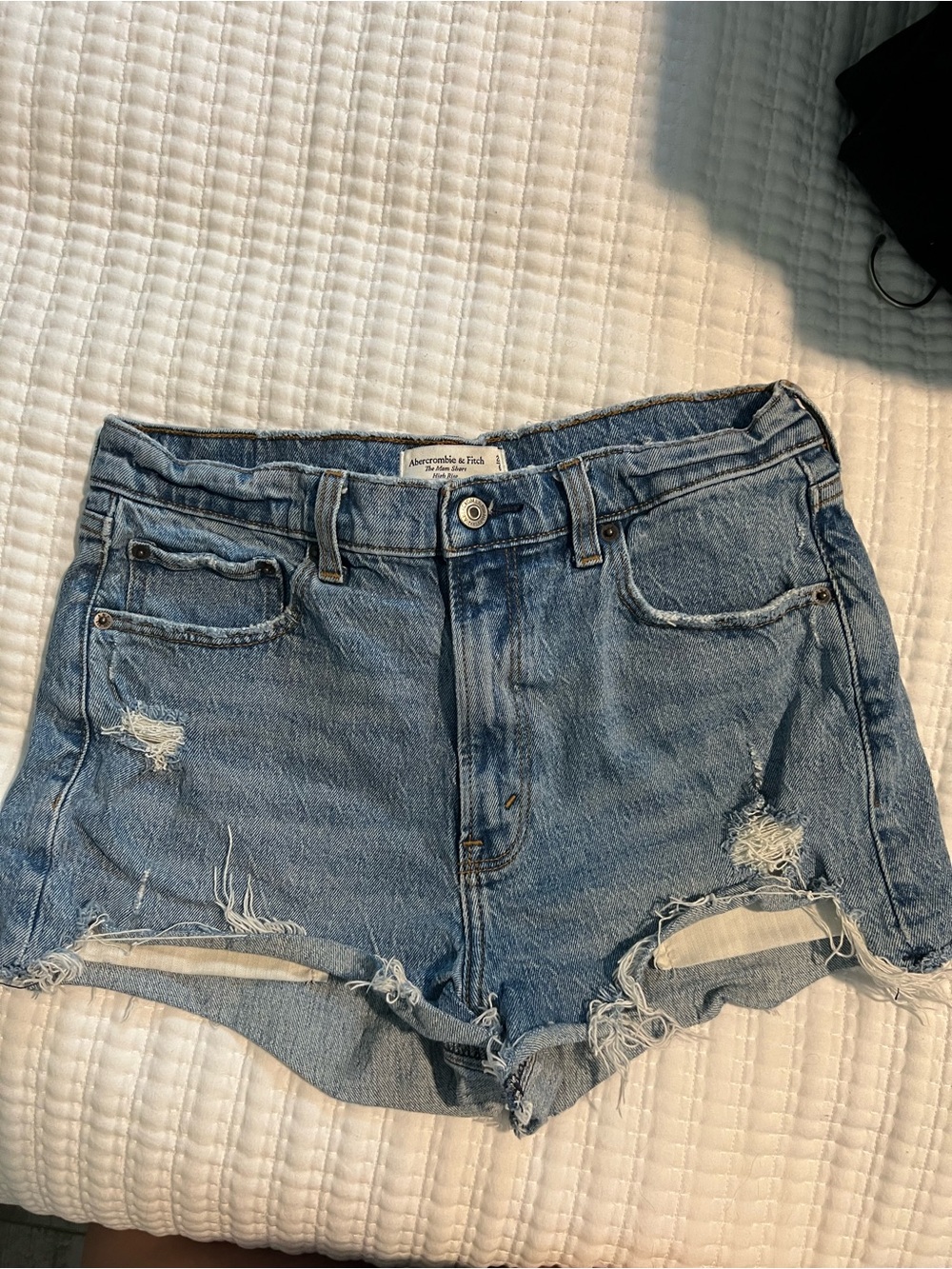 Abercrombie & Fitch Light Wash Distressed Denim Cutoff Shorts